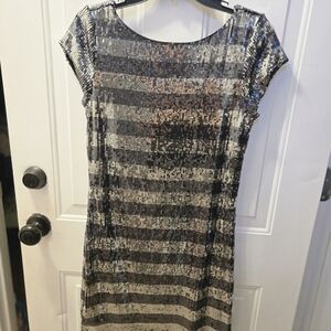 White House Black Market Sequin Striped Mini Dress